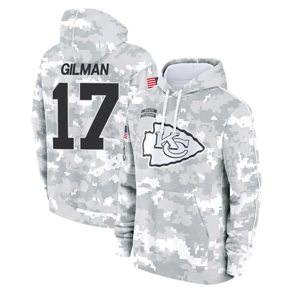 STECN KC.Chiefs #17 Alohi Gilman Player Arctic Camo Salute to Service Hoodies Limited Game Stitched Jerseys