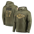STECN KC.Chiefs #17 Alohi Gilman Player Olive Salute to Service Pullover Hoodies Home Game Stitched Jerseys