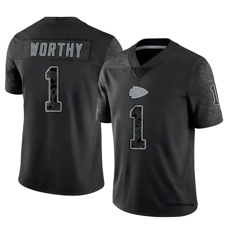 STECN KC.Chiefs #1 Xavier Worthy Player Black RFLCTV Limited Stitched Jerseys