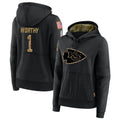 STECN KC.Chiefs #1 Xavier Worthy Player Black Salute to Service Hoodies Stitched Jerseys