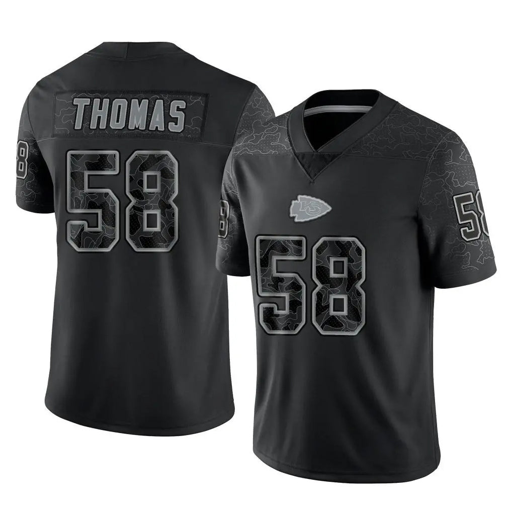 STECN KC.Chiefs #58 Derrick Thomas Player Black Limited Reflective Game Stitched Jerseys