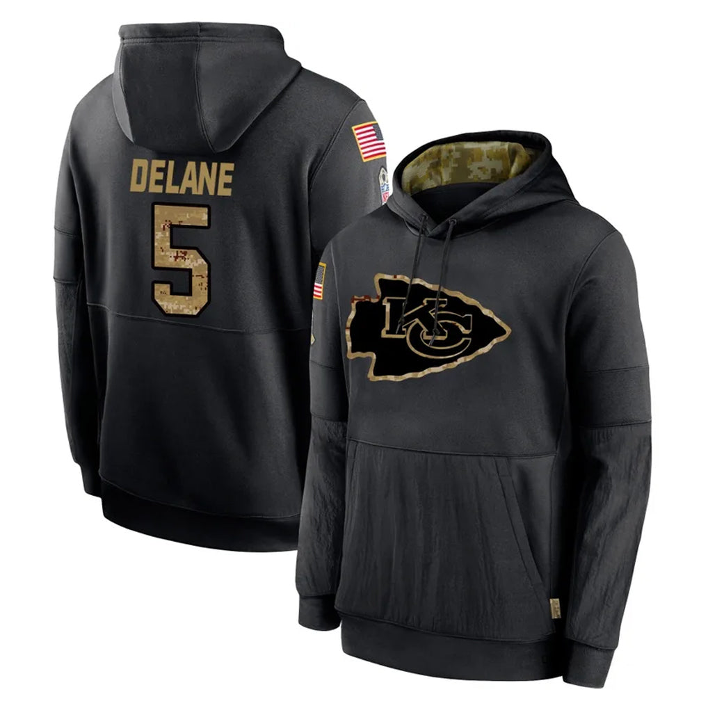 STECN KC.Chiefs #5 Mansoor Delane Player Black Salute to Service Hoodies Limited Game Stitched Jerseys