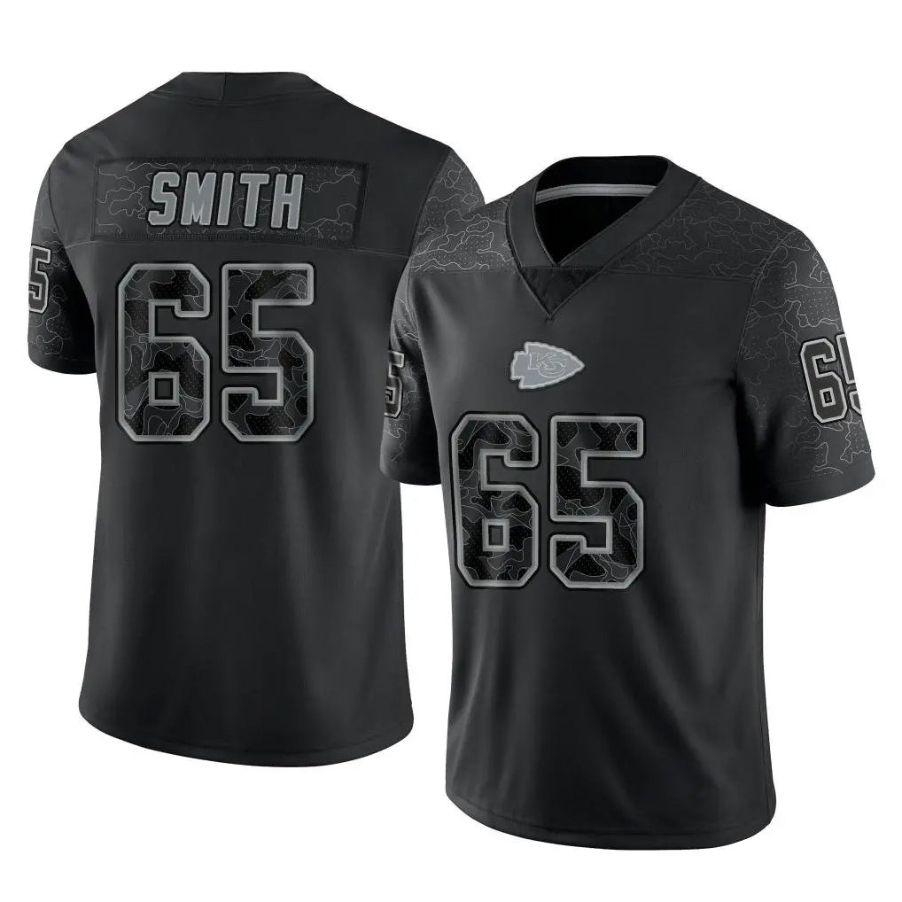 STECN KC.Chiefs #65 Trey Smith Player Black Limited Reflective Game Stitched Jerseys
