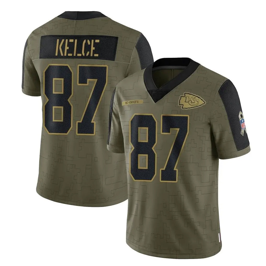 STECN KC.Chiefs #87 Travis Kelce Player Olive Salute To Service Limited Game Stitched Jerseys