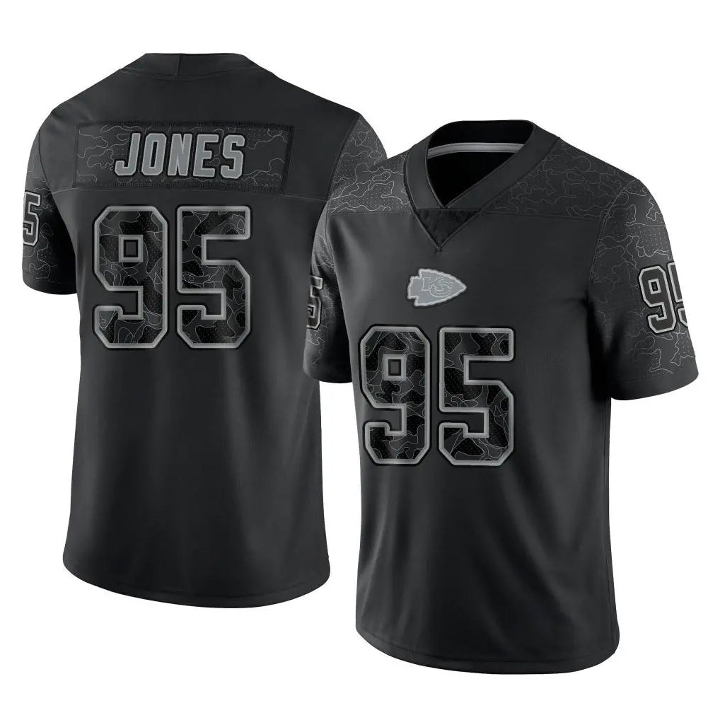 STECN KC.Chiefs #95 Chris Jones Player Black Limited Reflective Game Stitched Jerseys