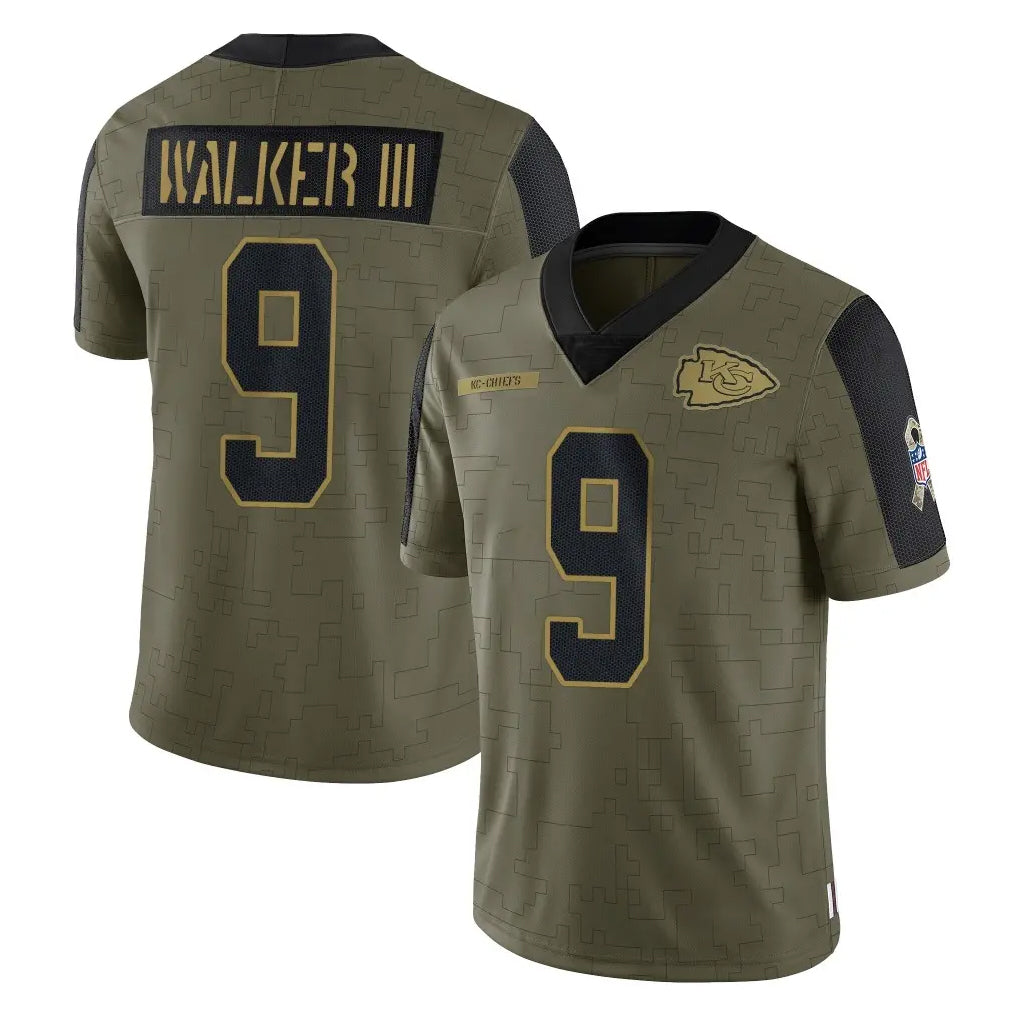 STECN KC.Chiefs #9 Kenneth Walker III Player Olive Salute To Service Limited Game Stitched Jerseys