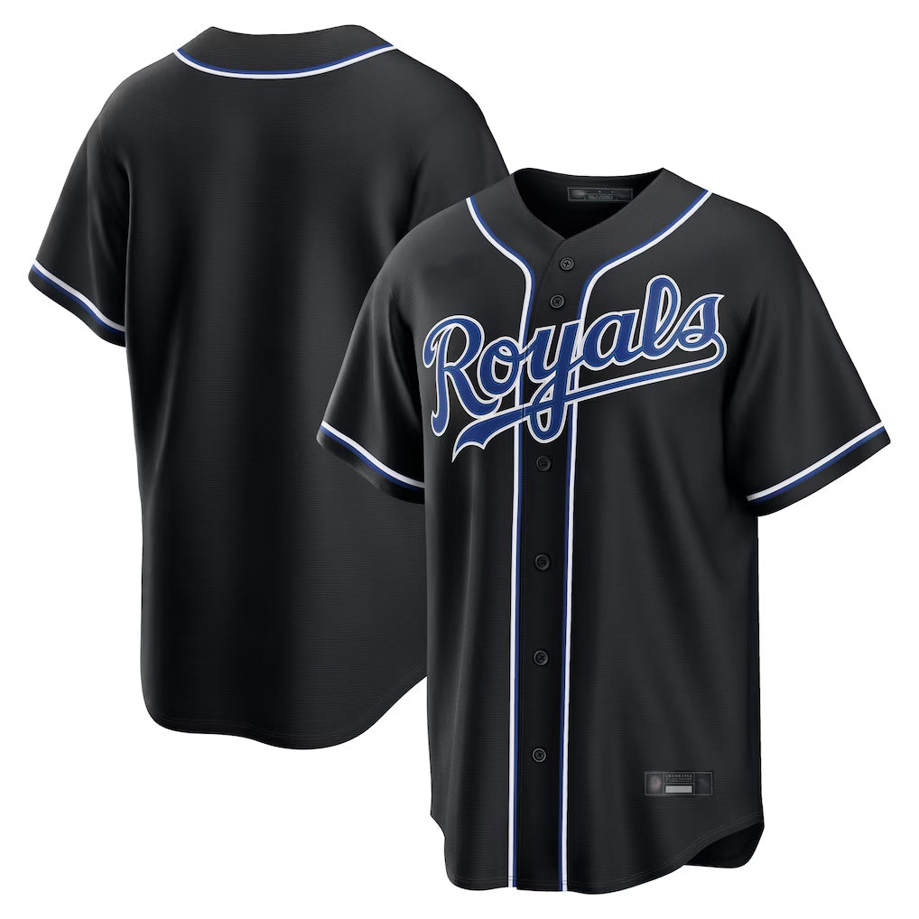 STECN KC.Royals Black Carbon Fashion Home Game Blank Player Stitched Jerseys