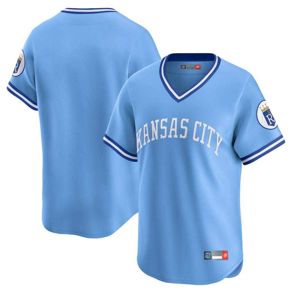 STECN KC.Royals Light Blue Limited Throwback Cooperstown Collection Blank Player T-shirt Stitched Jerseys