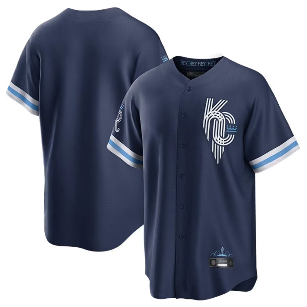 STECN KC.Royals Navy City Connect Home Game Blank Player Stitched Jerseys