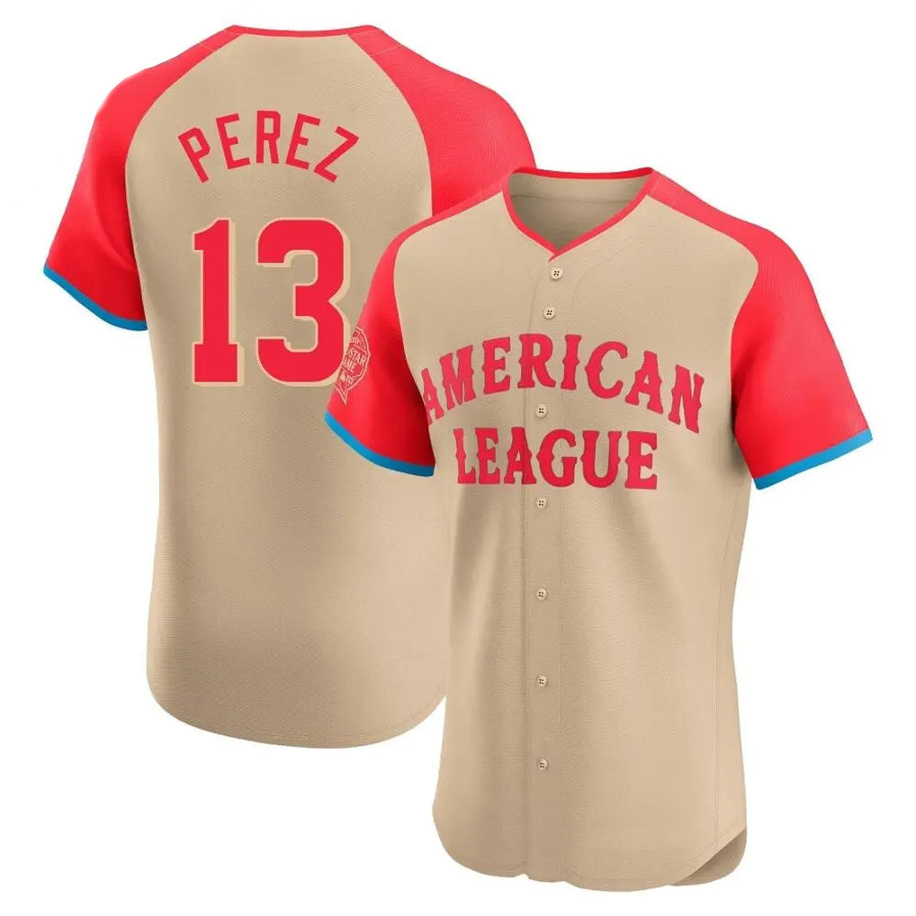 STECN KC.Royals #13 Salvador Perez Player Cream American League All-Star Game Limited Home Stitched Jerseys