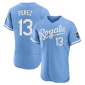 STECN KC.Royals #13 Salvador Perez Player Light Blue Alt Limited Elite Home Stitched Jerseys