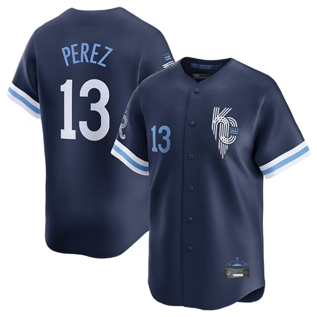 STECN KC.Royals #13 Salvador Perez Player Navy City Connect Limited Home Stitched Jerseys