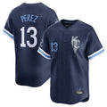 STECN KC.Royals #13 Salvador Perez Player Navy City Connect Limited Home Stitched Jerseys
