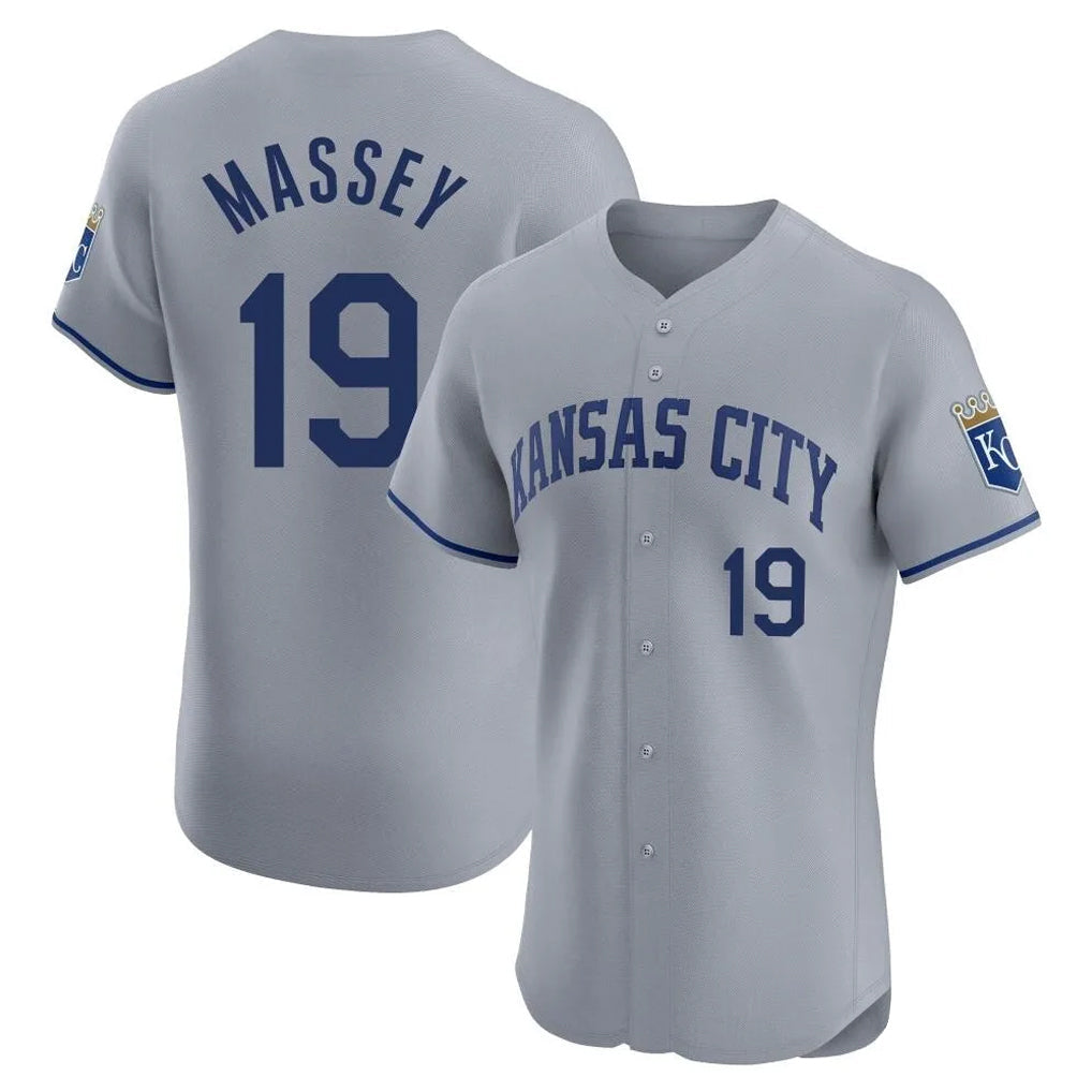 STECN KC.Royals #19 Michael Massey Player Gray Limited Elite Home Stitched Jerseys