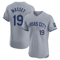 STECN KC.Royals #19 Michael Massey Player Gray Limited Elite Home Stitched Jerseys