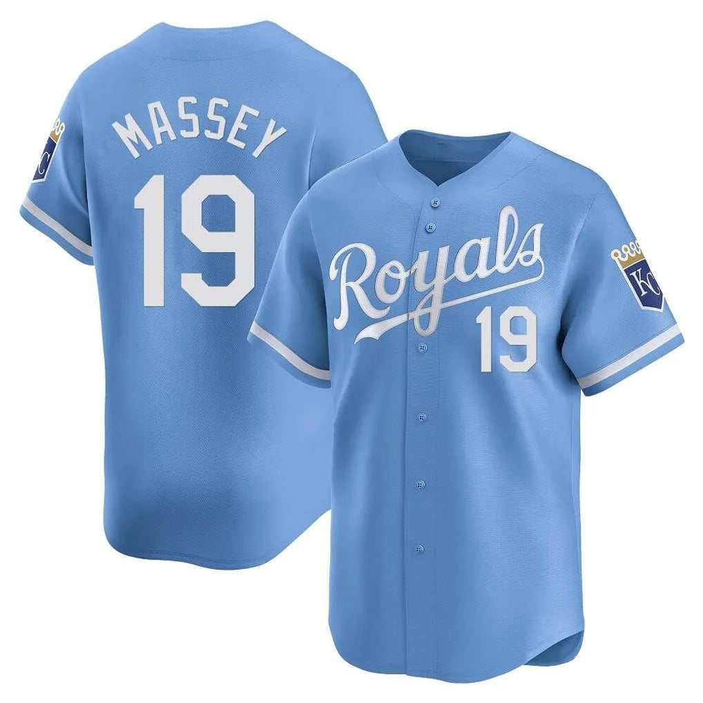 STECN KC.Royals #19 Michael Massey Player Light Blue Alt Limited Home Stitched Jerseys