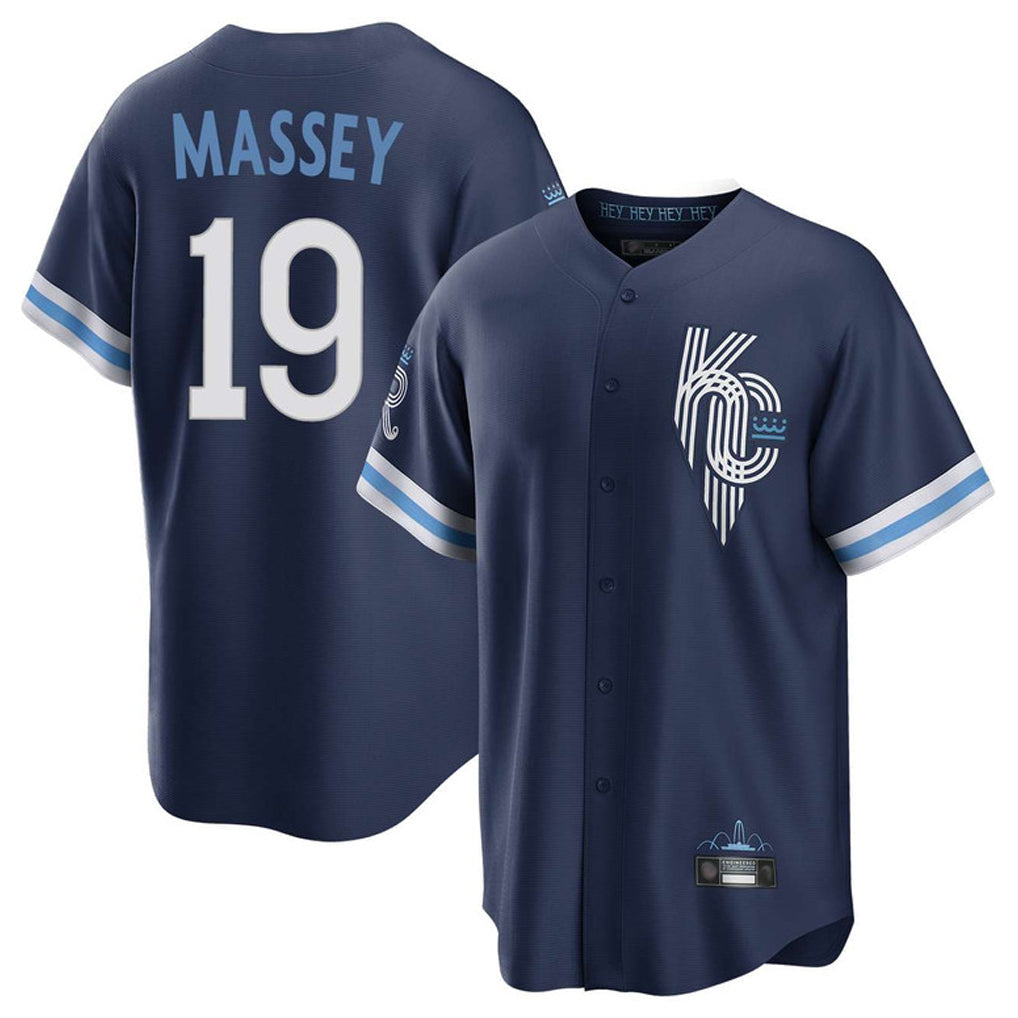 STECN KC.Royals #19 Michael Massey Player Navy City Connect Home Game Stitched Jerseys