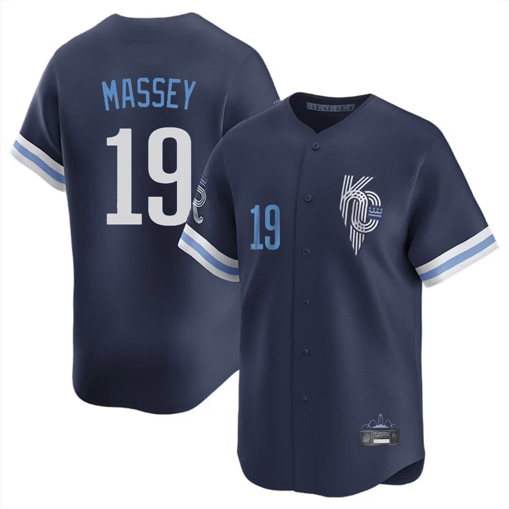 STECN KC.Royals #19 Michael Massey Player Navy City Connect Limited Home Stitched Jerseys