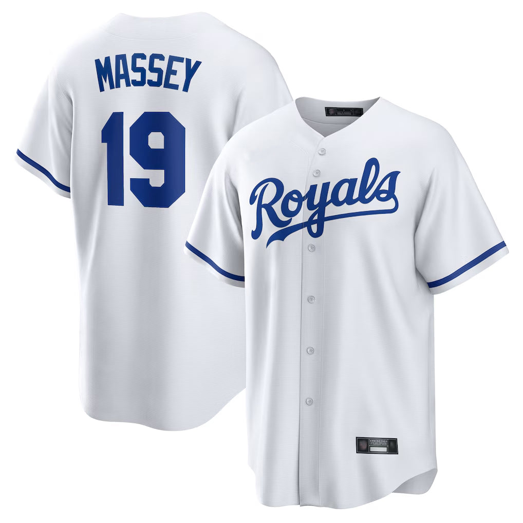 STECN KC.Royals #19 Michael Massey Player White Home Game Stitched Jerseys