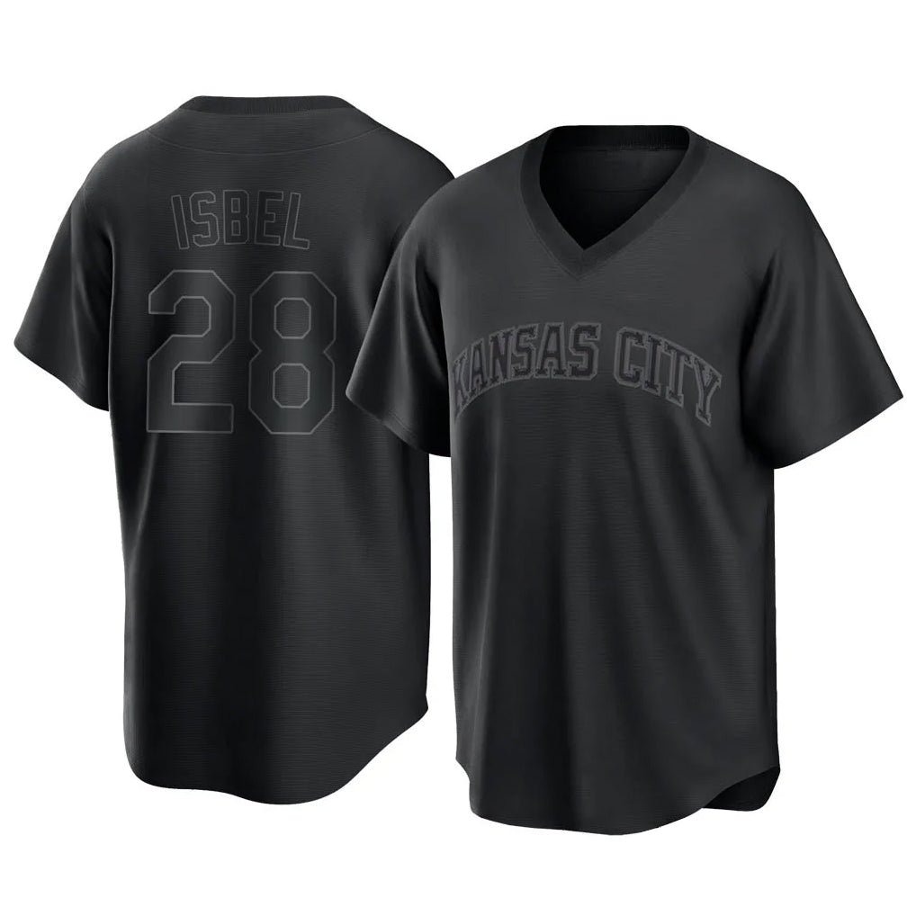 STECN KC.Royals #28 Kyle Isbel Player Black Fashion Game Stitched Jerseys