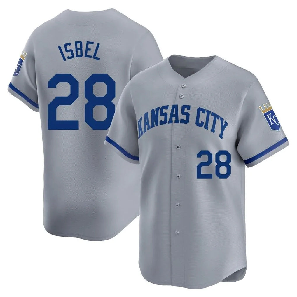 STECN KC.Royals #28 Kyle Isbel Player Gray Limited Home Stitched Jerseys