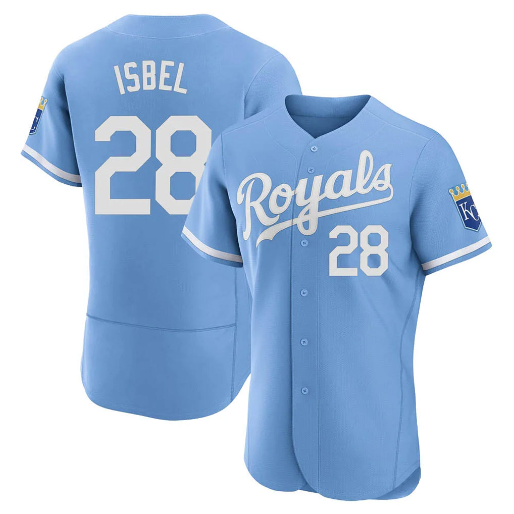 STECN KC.Royals #28 Kyle Isbel Player Light Blue Alt Limited Elite Home Stitched Jerseys