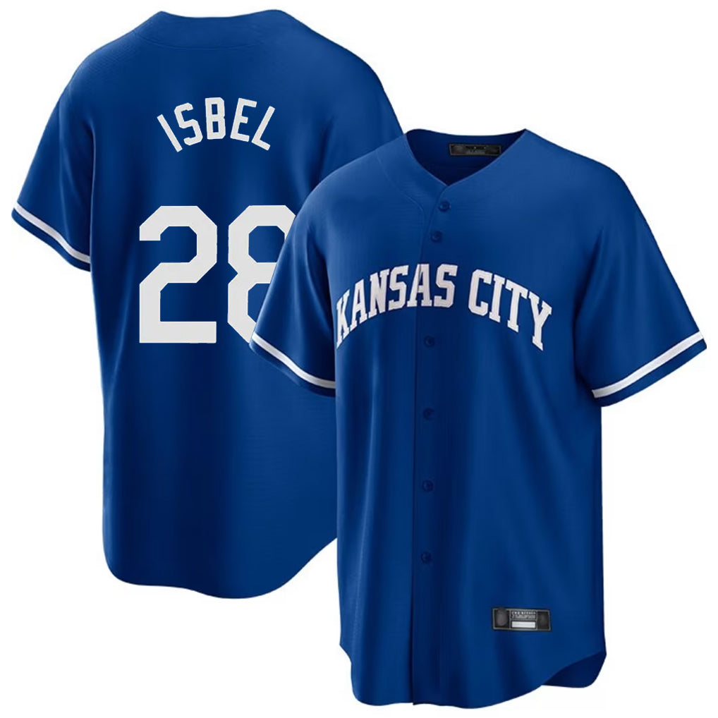 STECN KC.Royals #28 Kyle Isbel Player Royal Game Home Stitched Jerseys