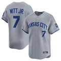 STECN KC.Royals #7 Bobby Witt Jr. Player Gray Limited Home Stitched Jerseys