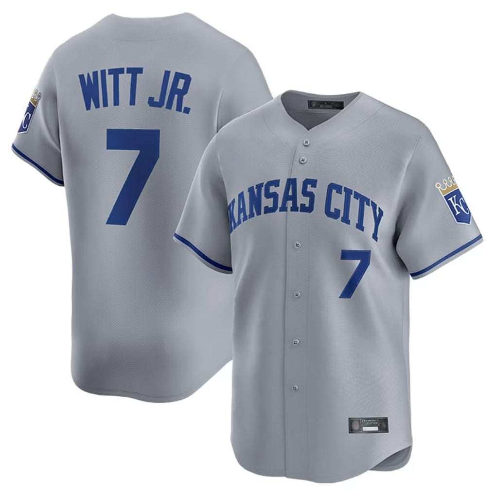 STECN KC.Royals #7 Bobby Witt Jr. Player Gray Limited Home Stitched Jerseys