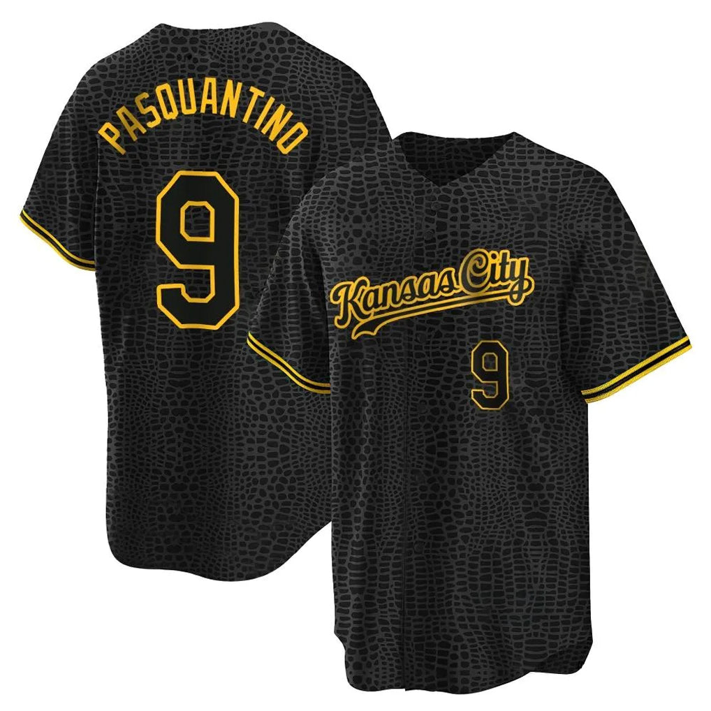 STECN KC.Royals #9 Vinnie Pasquantino Player Black Snake Skin City Game Stitched Jerseys