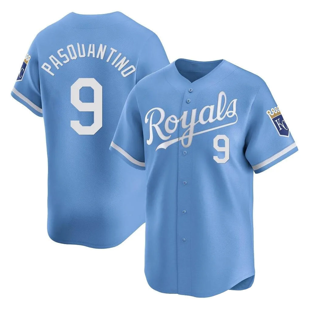 STECN KC.Royals #9 Vinnie Pasquantino Player Light Blue Alt Limited Home Stitched Jerseys
