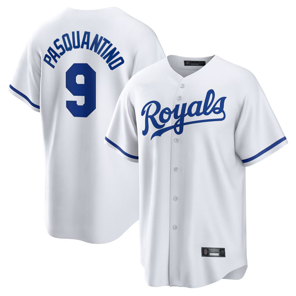 STECN KC.Royals #9 Vinnie Pasquantino Player White Home Game Stitched Jerseys