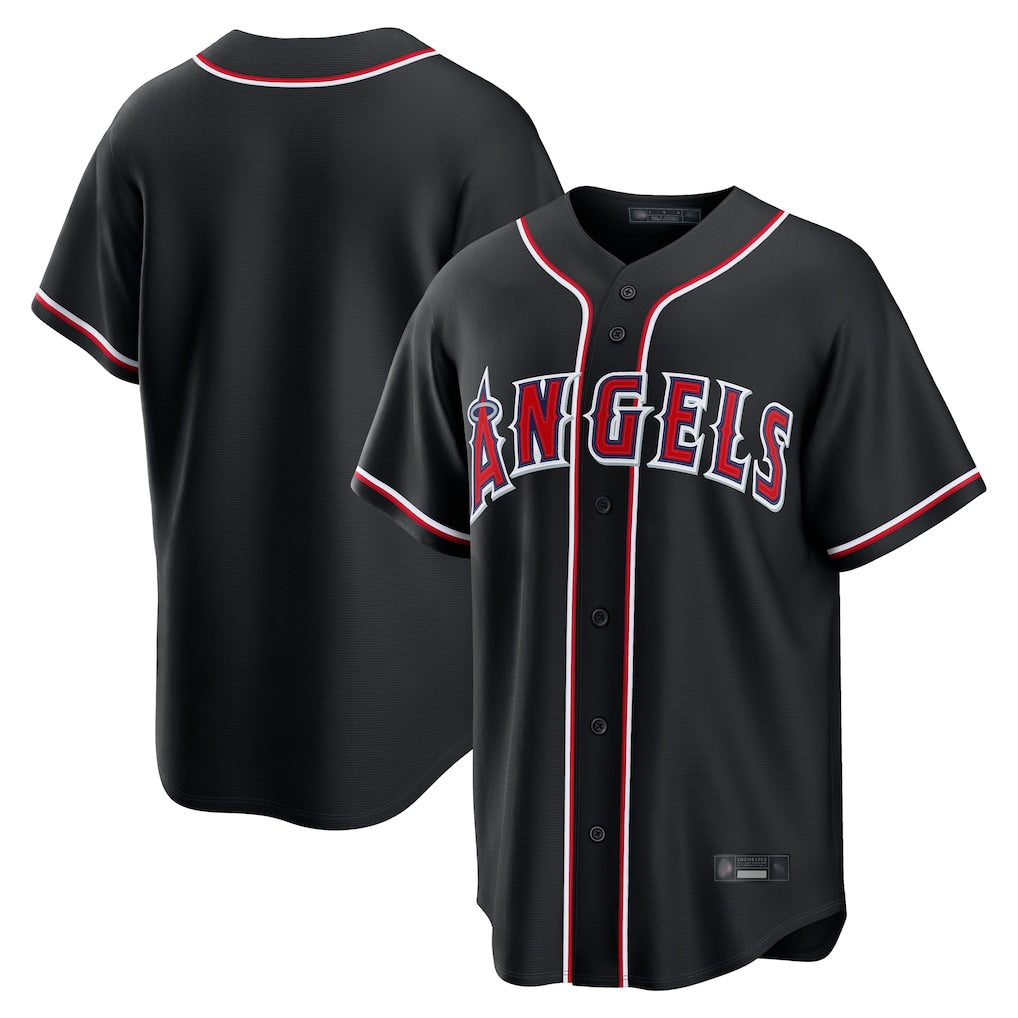STECN LA.Angels Black Fashion Out Home Game Blank Player Stitched Jerseys