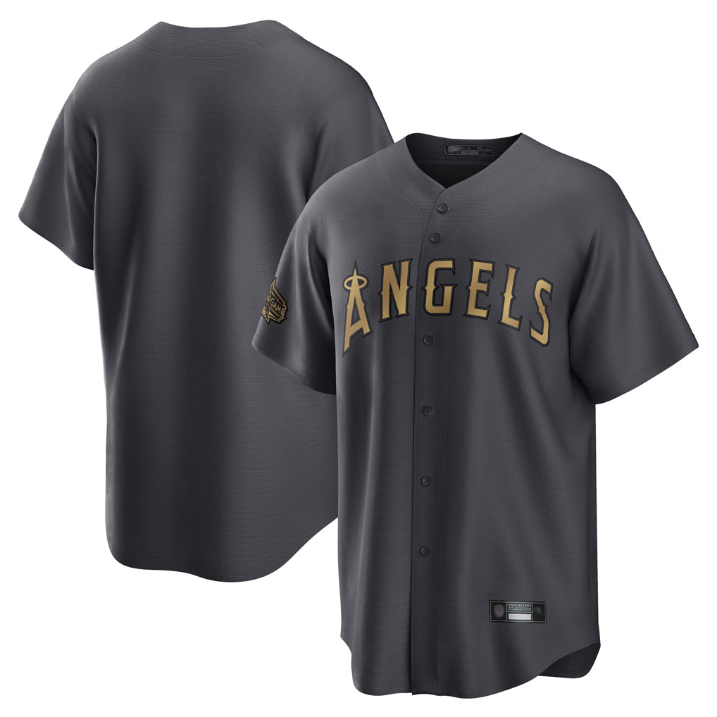 STECN LA.Angels Charcoal Game All-Star Blank Player Stitched Jerseys