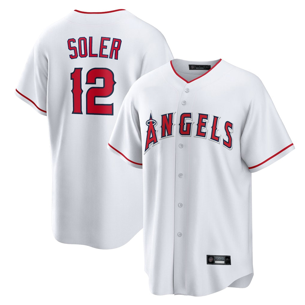 STECN LA.Angels #12 Jorge Soler Player White Home Game Stitched Jerseys