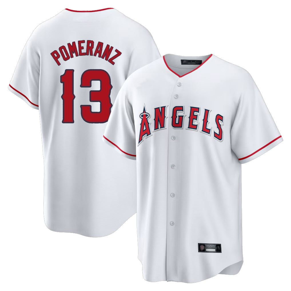 STECN LA.Angels #13 Drew Pomeranz Player White Home Game Stitched Jerseys