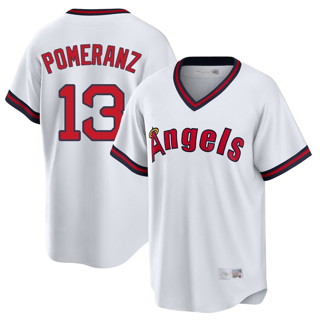STECN LA.Angels #13 Drew Pomeranz Player White T-shirt Home Game Stitched Jerseys