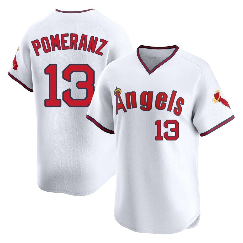 STECN LA.Angels #13 Drew Pomeranz Player White T-shirt Home Limited Stitched Jerseys