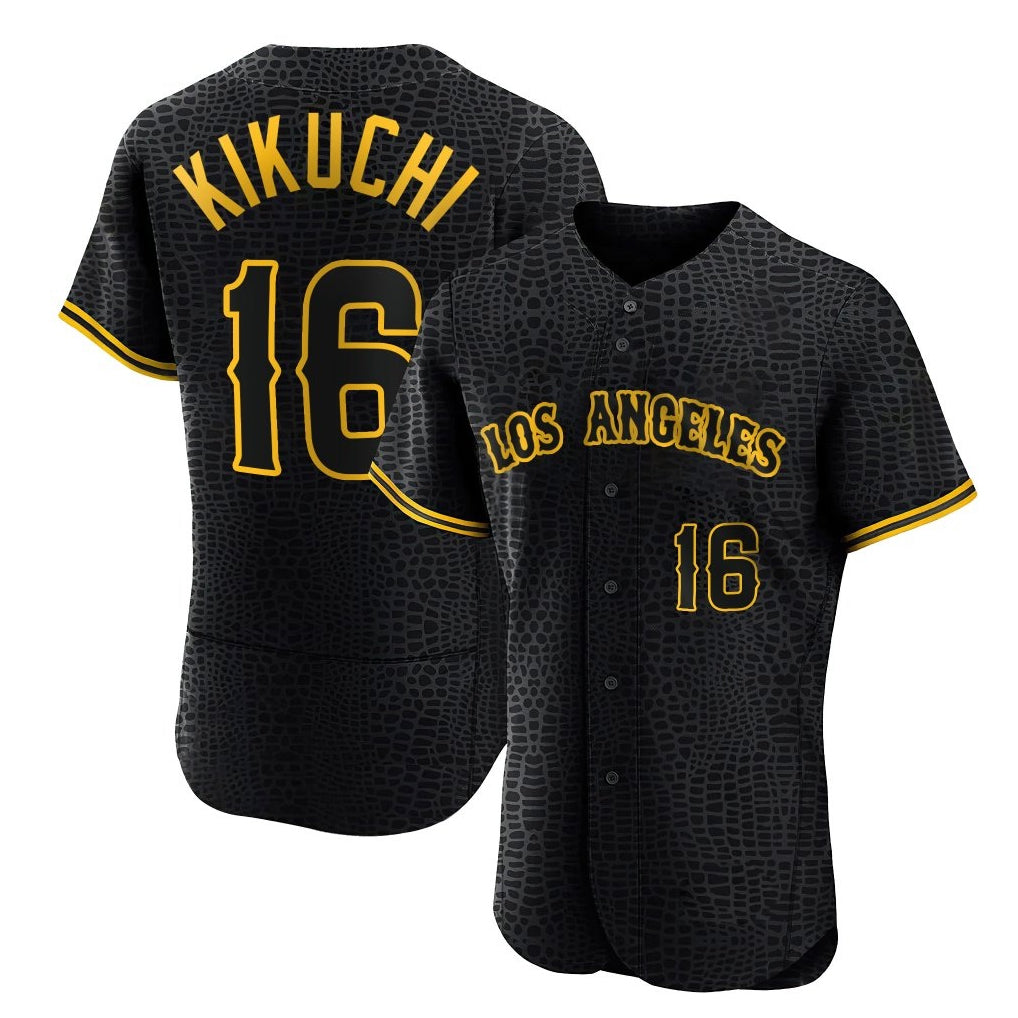 STECN LA.Angels #16 Yusei Kikuchi Player Black Snake Skin City Limited Elite Home Stitched Jerseys