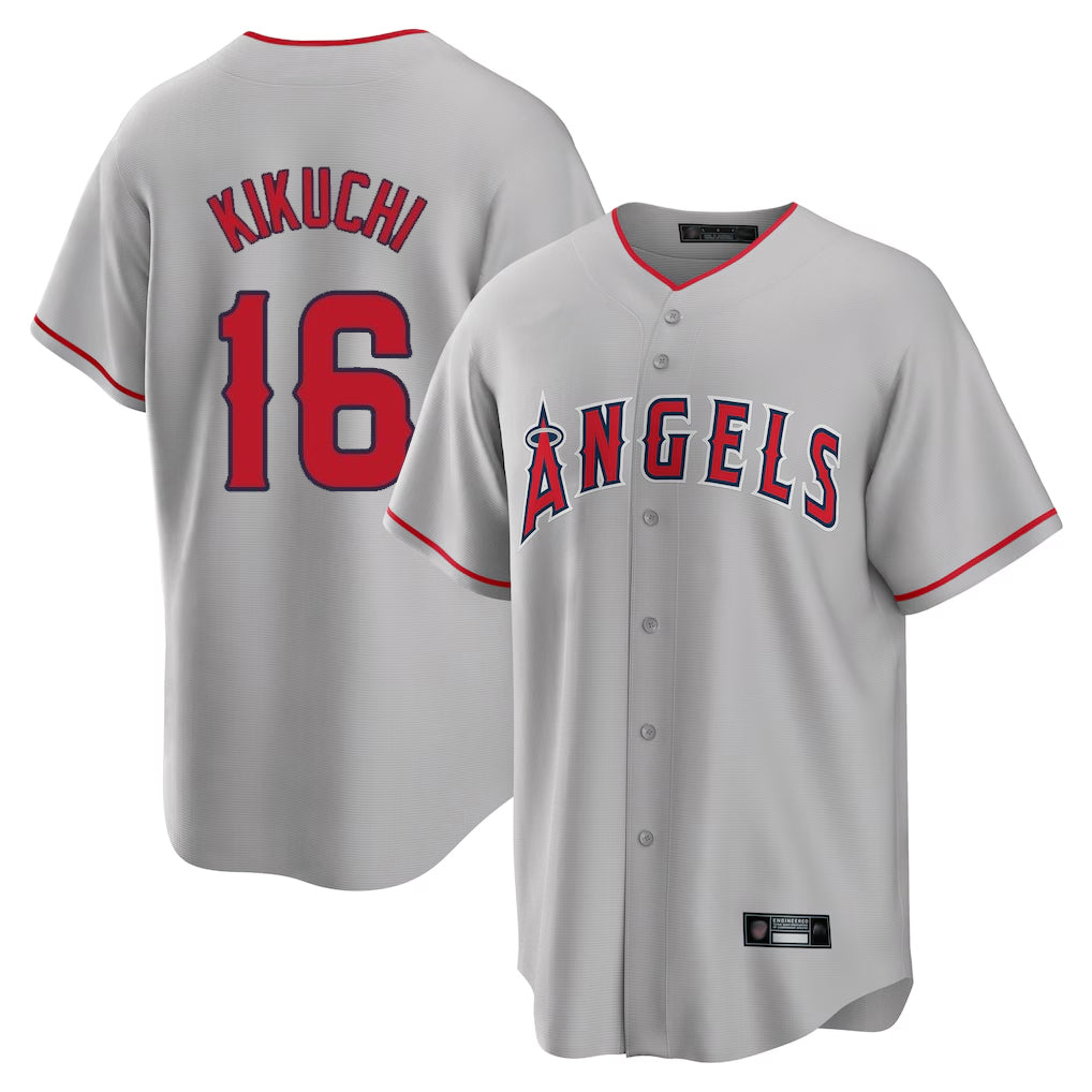 STECN LA.Angels #16 Yusei Kikuchi Player Gray Home Game Stitched Jerseys
