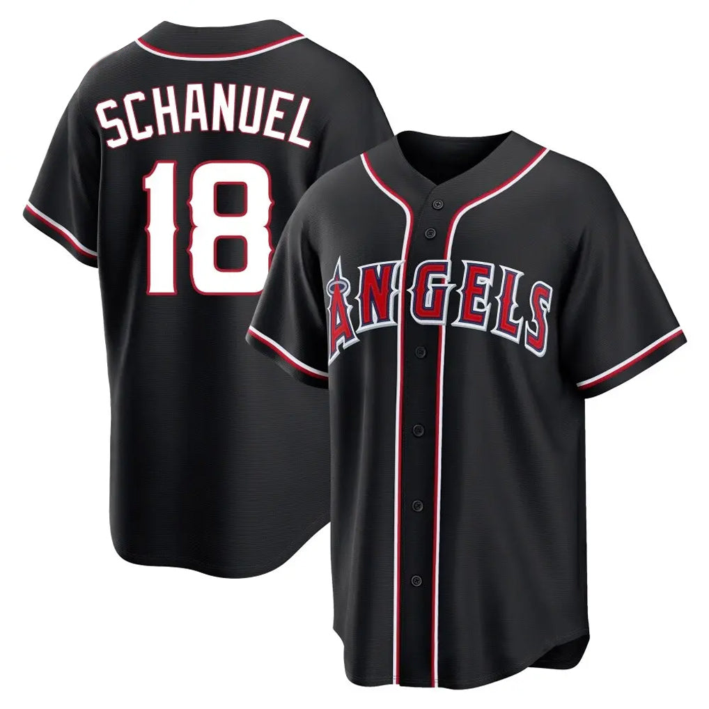 STECN LA.Angels #18 Nolan Schanuel Player Black Fashion Out Home Game Stitched Jerseys