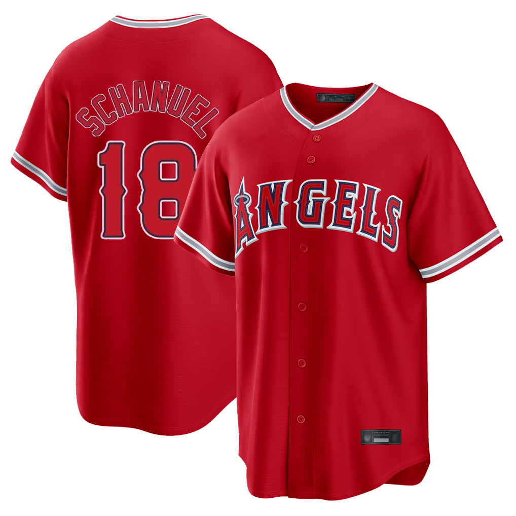 STECN LA.Angels #18 Nolan Schanuel Player Red Home Game Stitched Jerseys