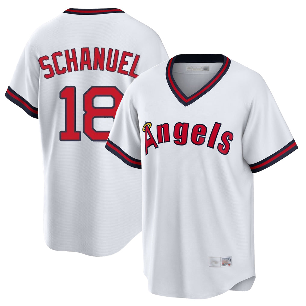 STECN LA.Angels #18 Nolan Schanuel Player White T-shirt Home Game Stitched Jerseys