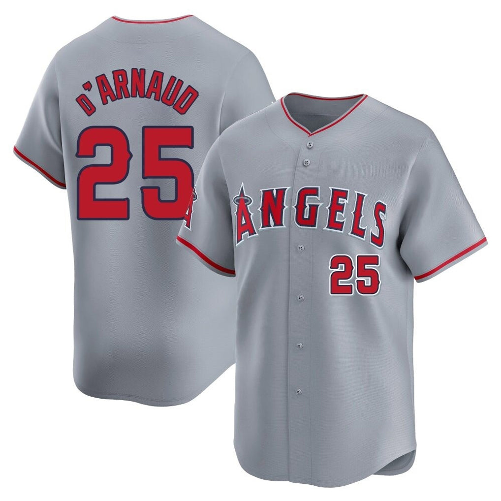 STECN LA.Angels #25 Travis d'Arnaud Player Gray Home Limited Stitched Jerseys