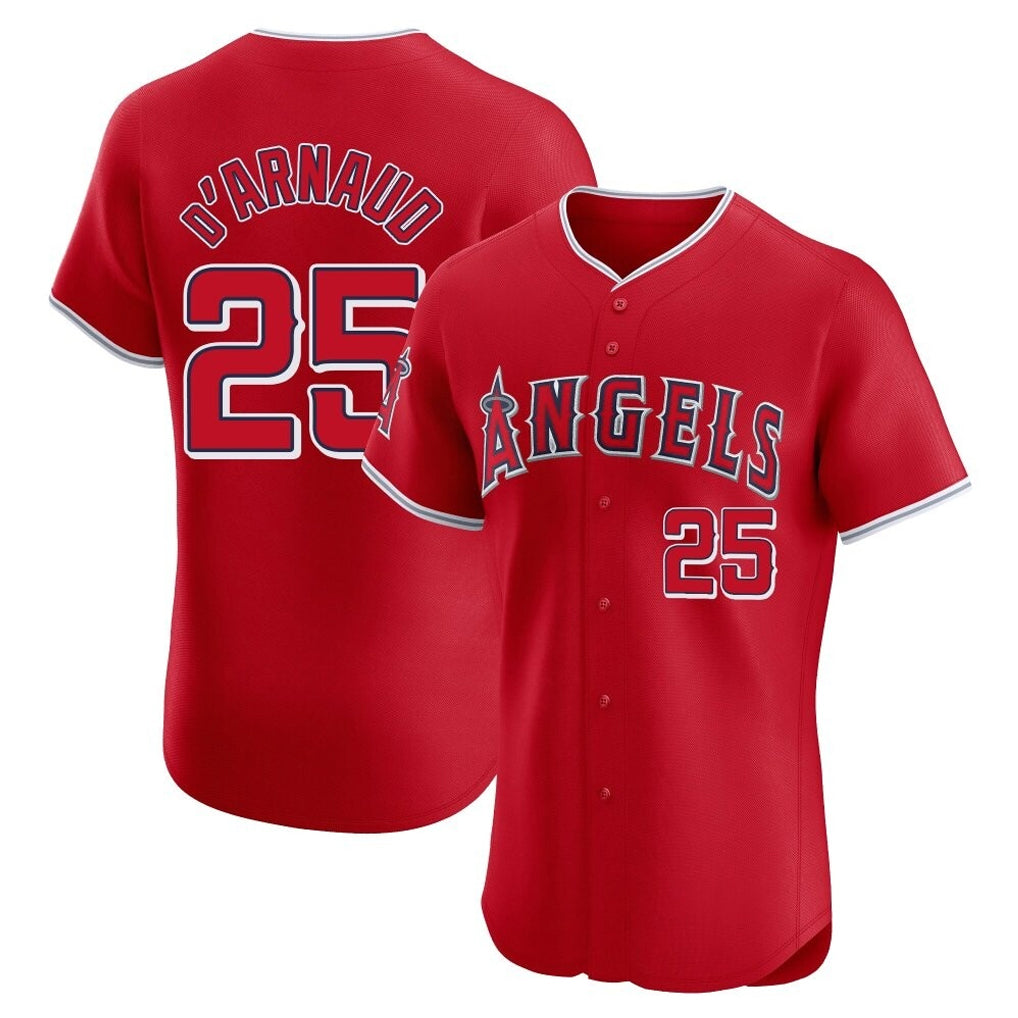 STECN LA.Angels #25 Travis d'Arnaud Player Red Home Limited Elite Stitched Jerseys