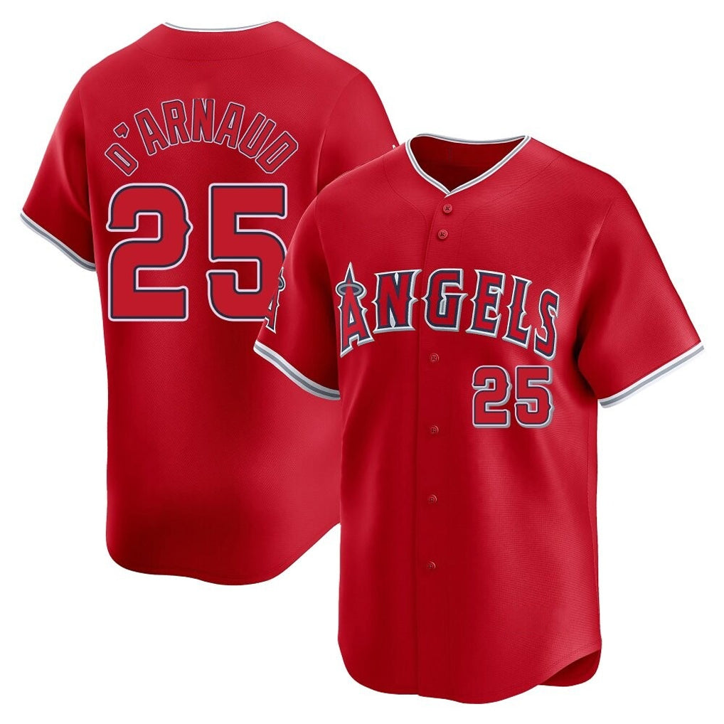 STECN LA.Angels #25 Travis d'Arnaud Player Red Home Limited Stitched Jerseys