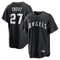 STECN LA.Angels #27 Mike Trout Player Black Lights Out Fashion T-shirt Stitched Jerseys