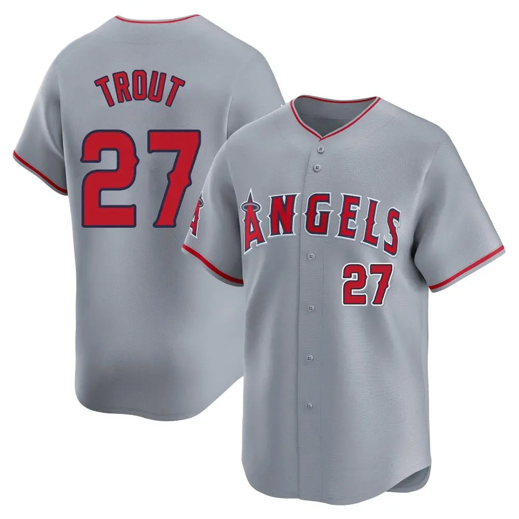 STECN LA.Angels #27 Mike Trout Player Gray Home Limited Stitched Jerseys