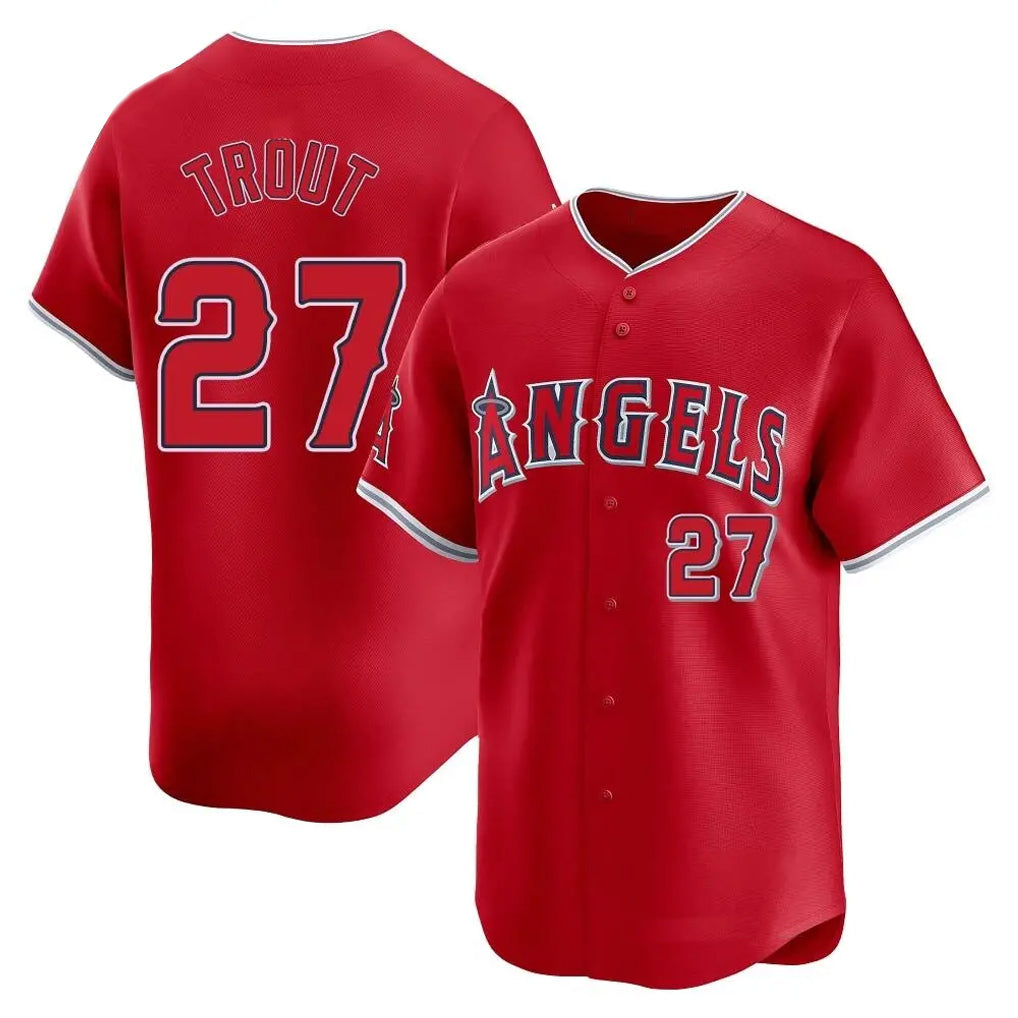 STECN LA.Angels #27 Mike Trout Player Red Home Limited Stitched Jerseys