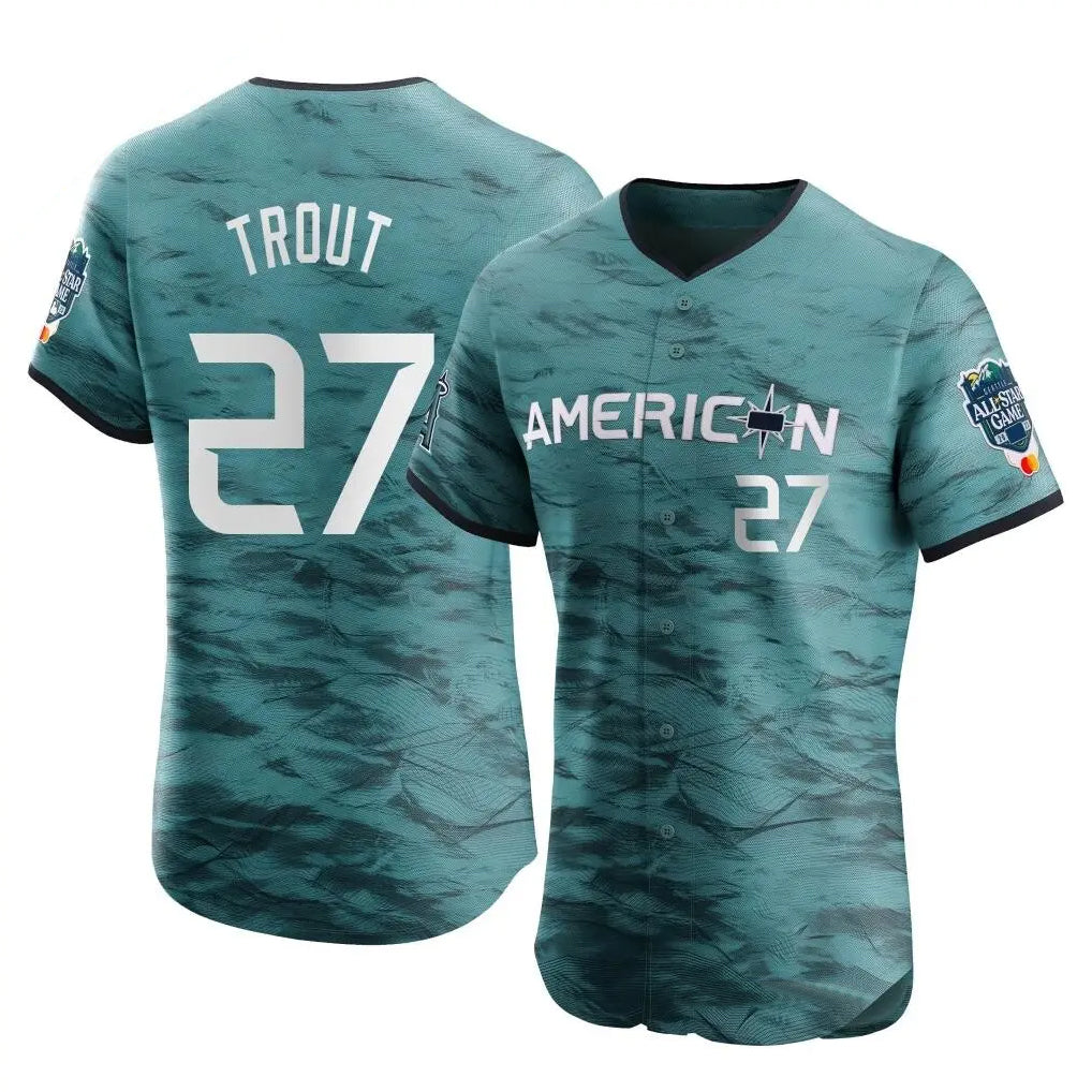 STECN LA.Angels #27 Mike Trout Player Teal Elite American League Game Vapor Premier All-Star Stitched Jerseys